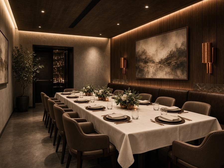 Private dining room prepared for an event